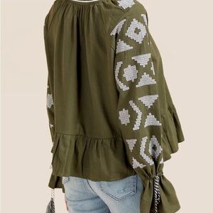 Francesca's Embroidered Boho Peasant Top